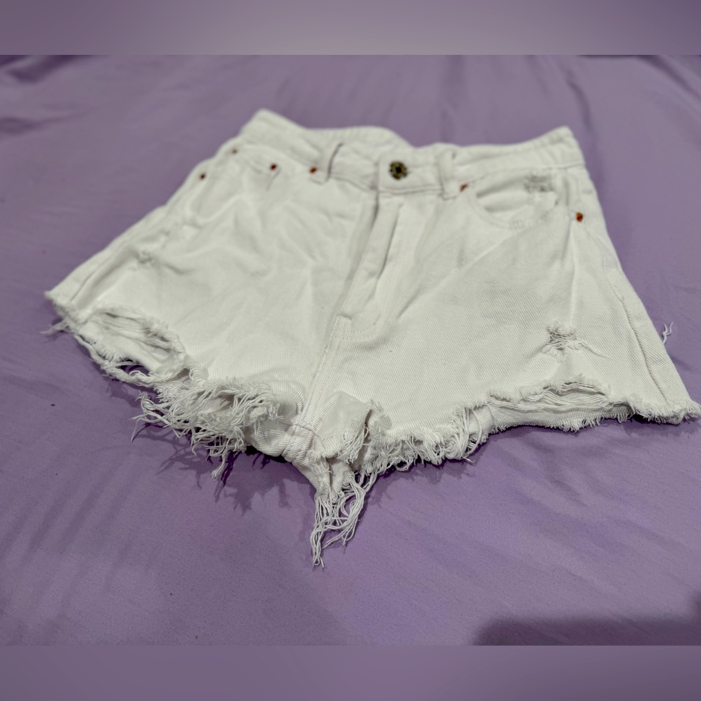 White ripped shorts, Size S , wore once, no tags